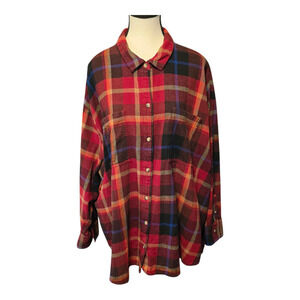 Old Navy The Boyfriend Shirt/Flannel Womens 3X Burgundy Plaid Evermore Chore